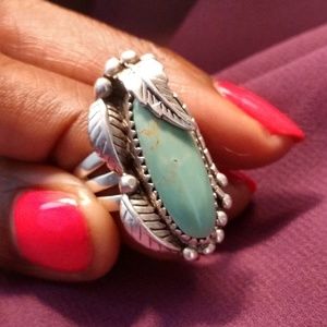 Blue Turquoise Native American Sterling Ring